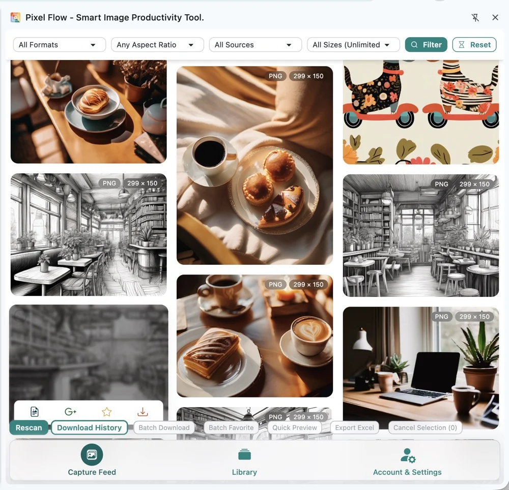 Pixel Flow capture feed before setting a collection filter threshold
